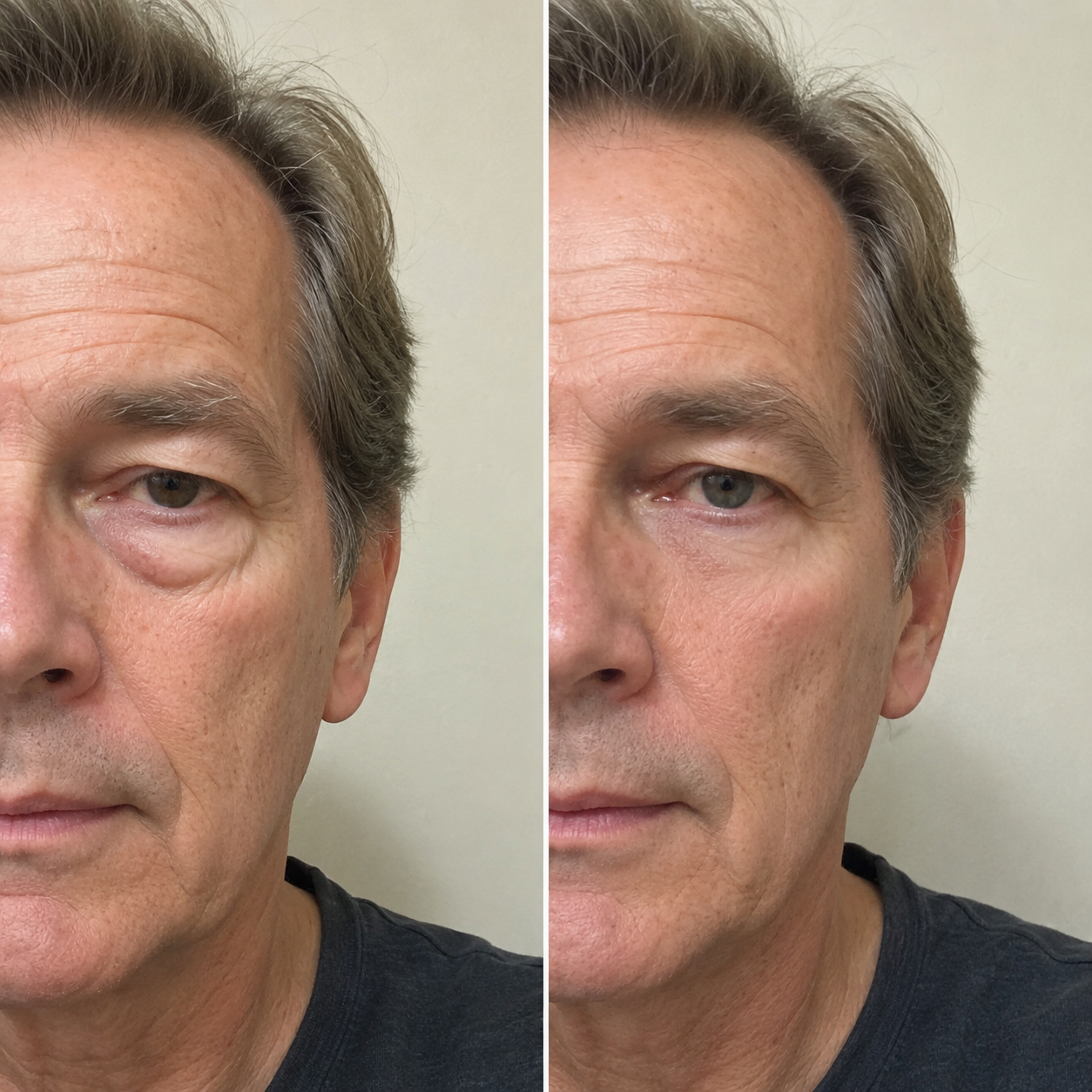 Voor en na — man, resultaat na tips Dr. Van Blievaden